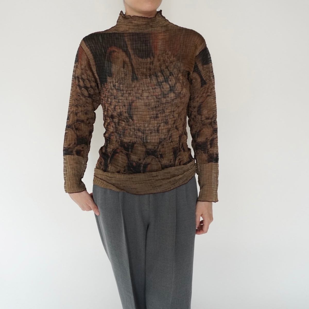 90s Pattern Sheer Top Made in USA