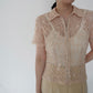 90s Lace Design Zipped Shirt Made in USA