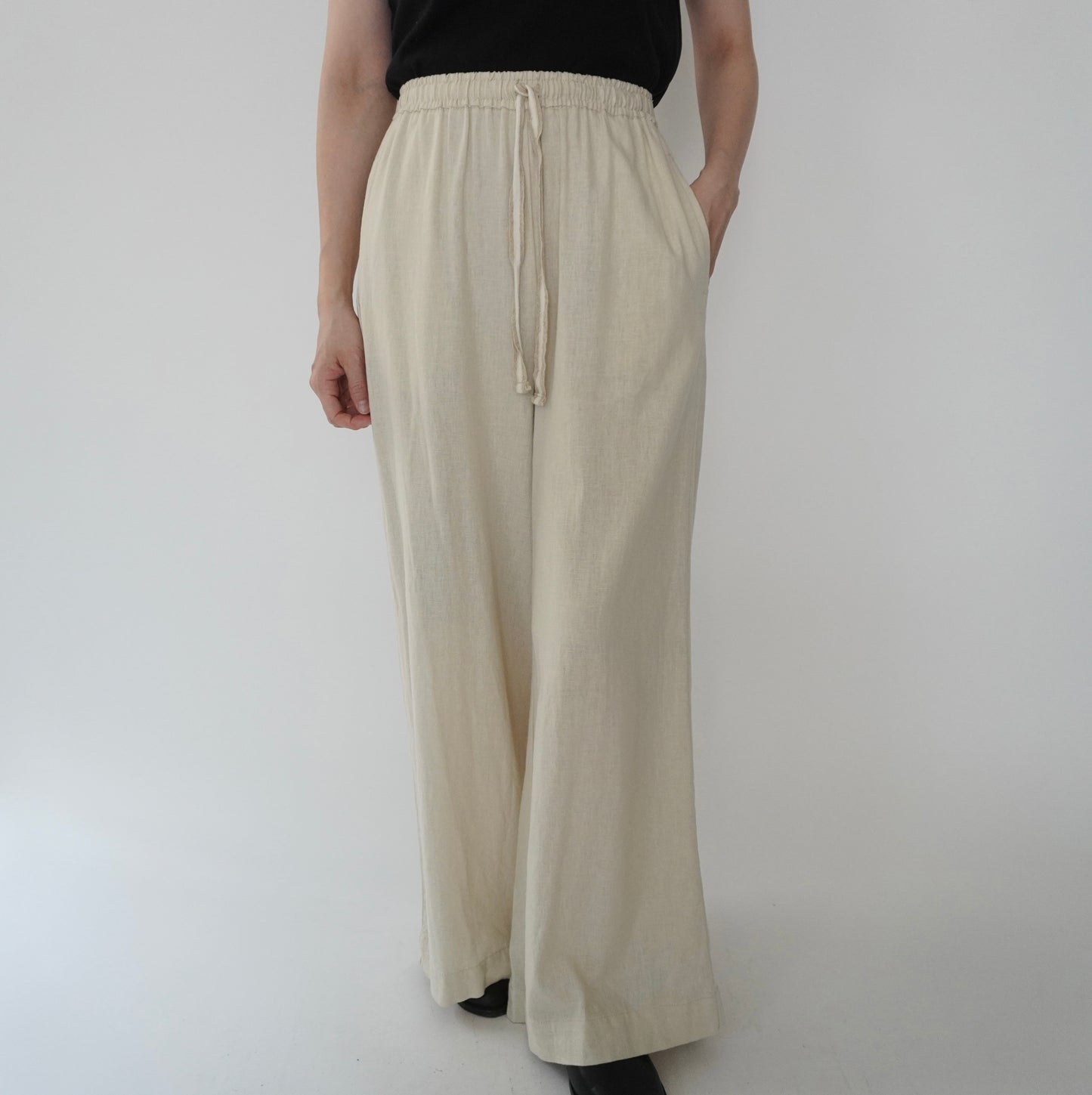Ivory Linen Wide Pants