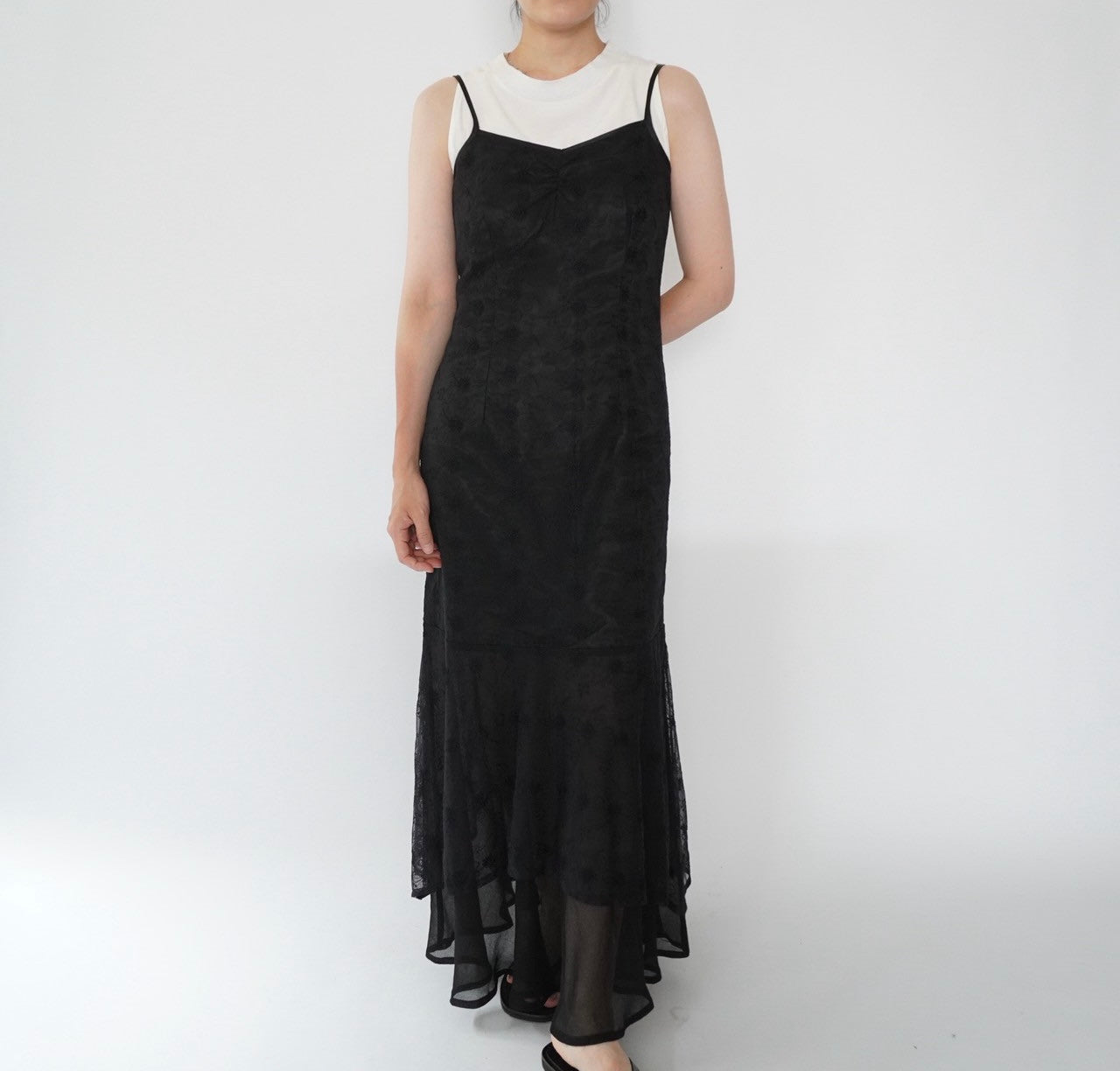 90s EURO Lace Design  Maxi Dress