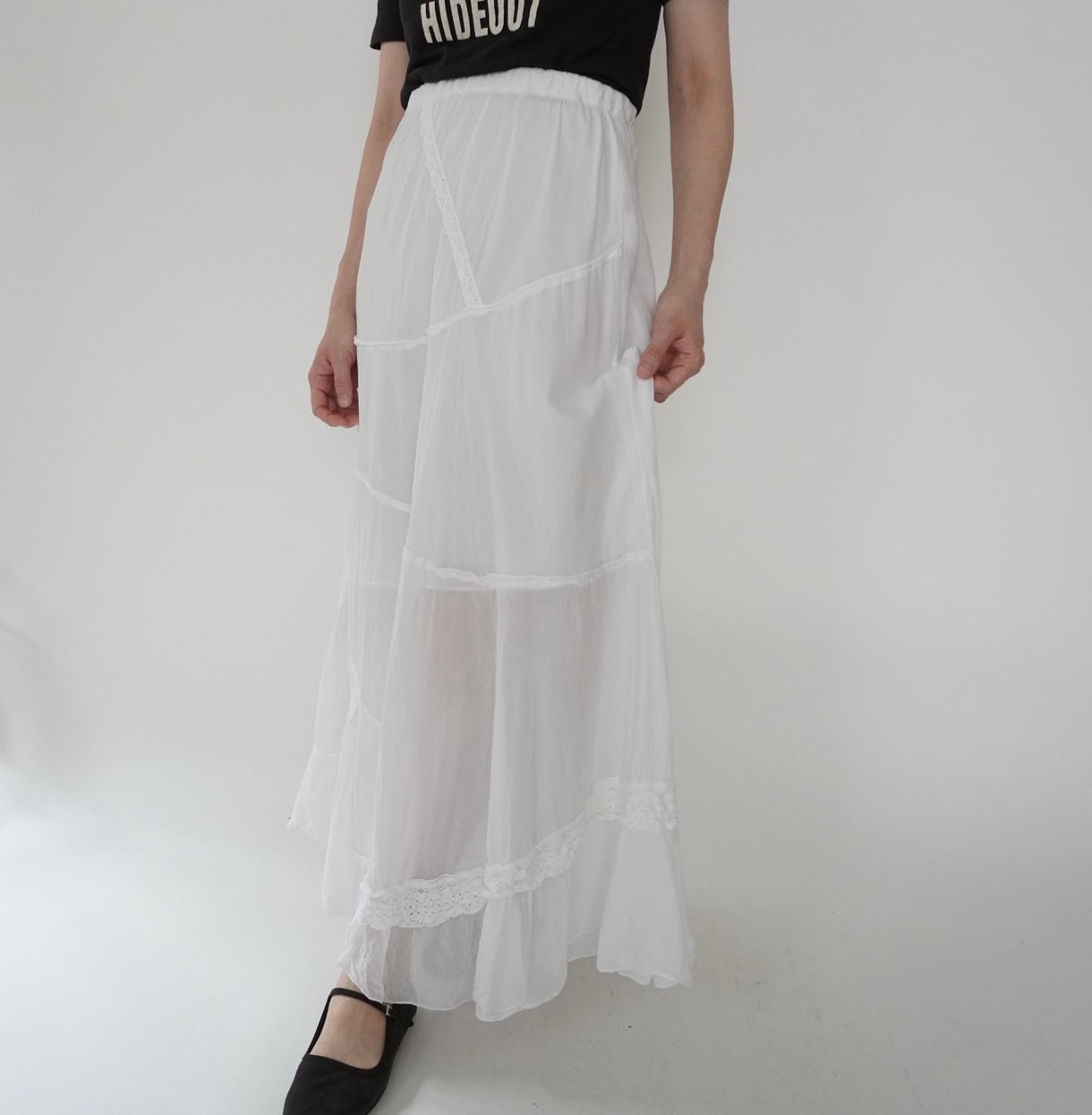 90s Cotton Lace Design Skirt Made in Italy
