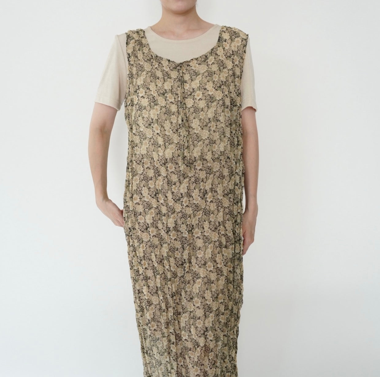 90s Floral Print Sheer Dress