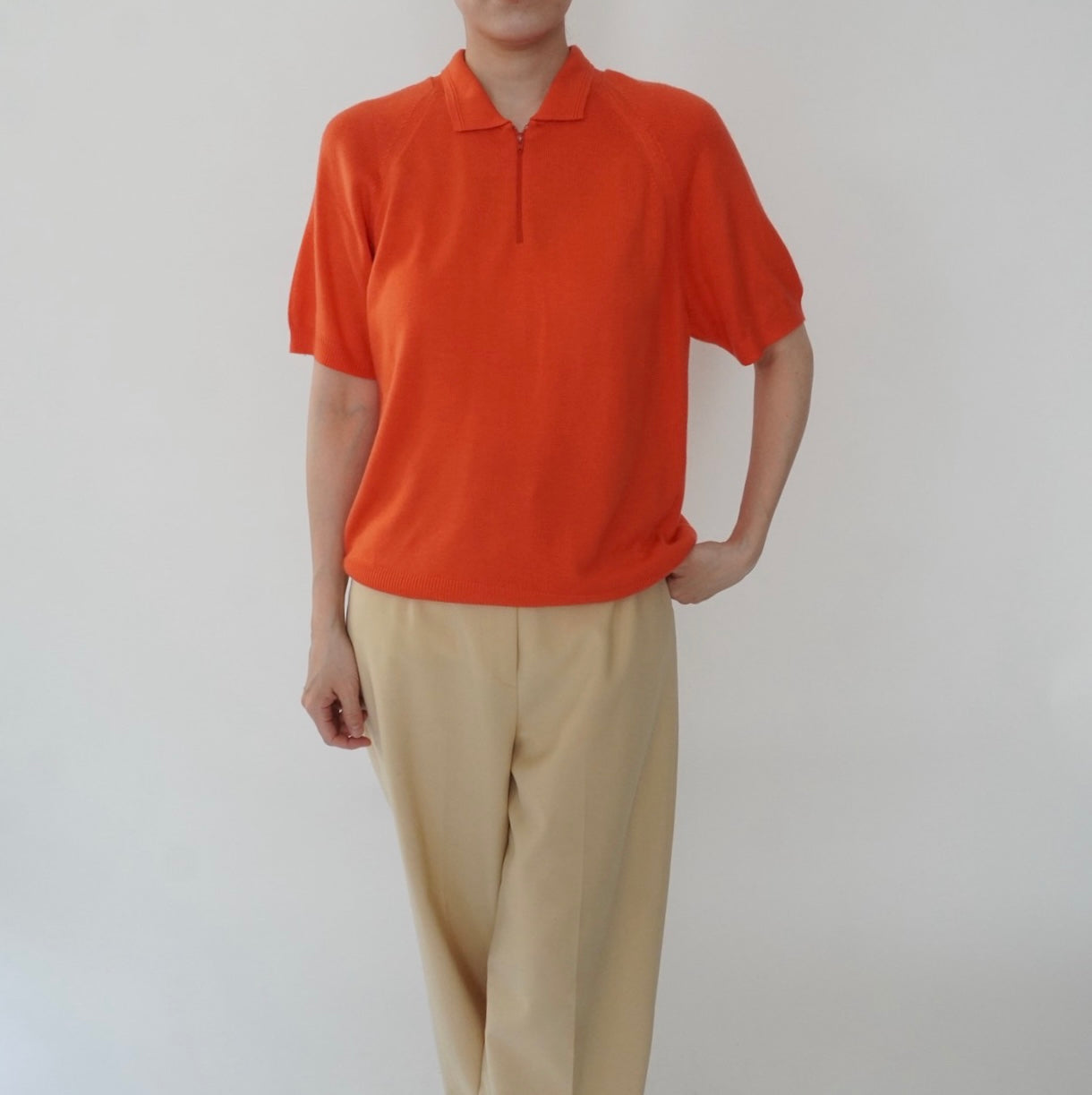 80s Half Zip Design Top Made in USA