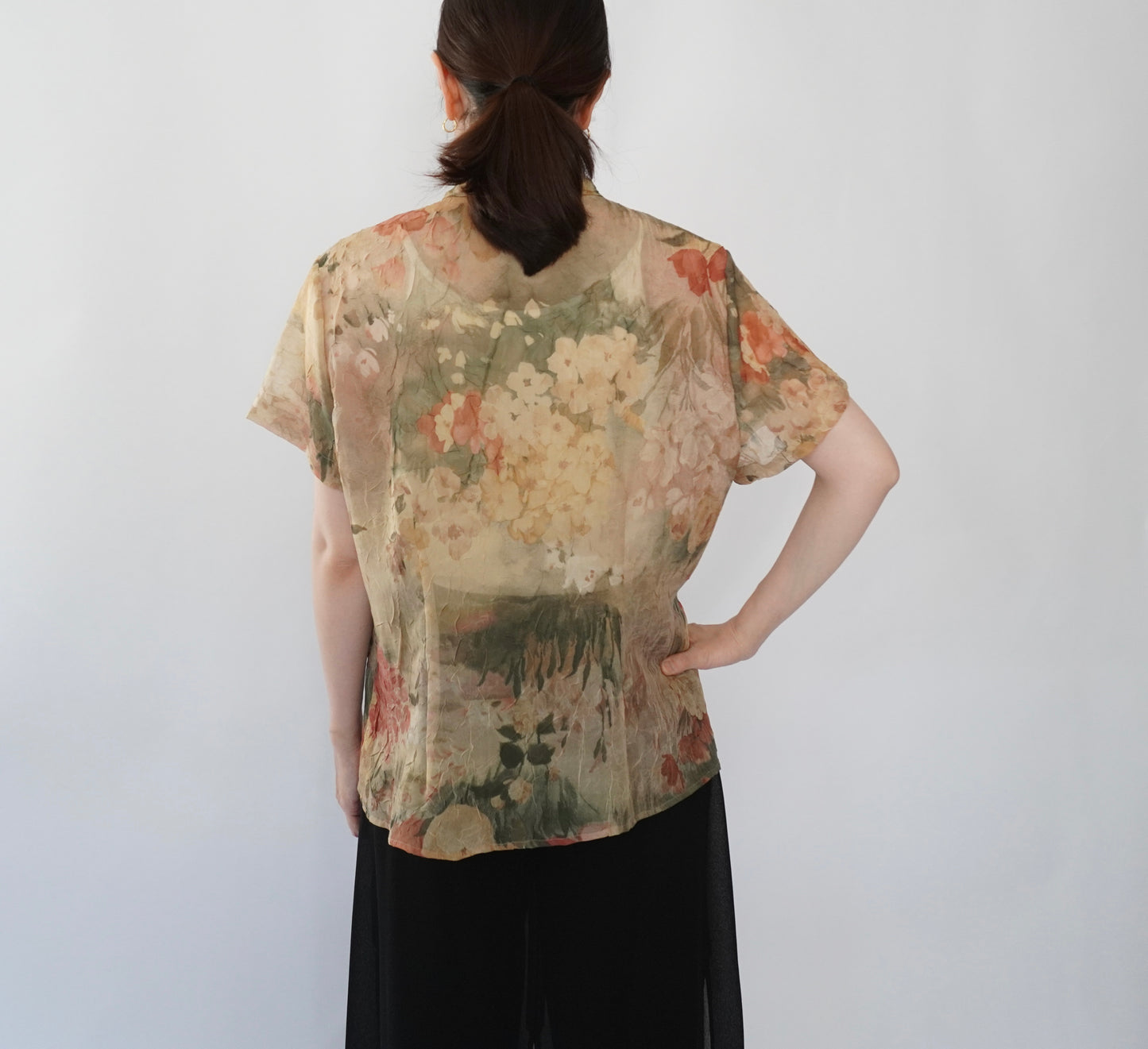 80s Printed Sheer Shirt Made in USA