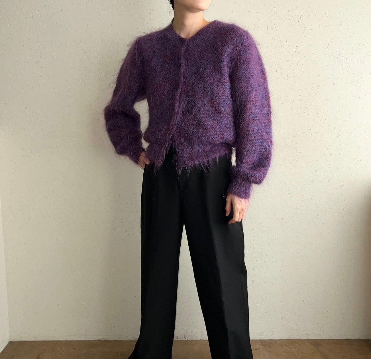 80s Purple Knit Cardigan