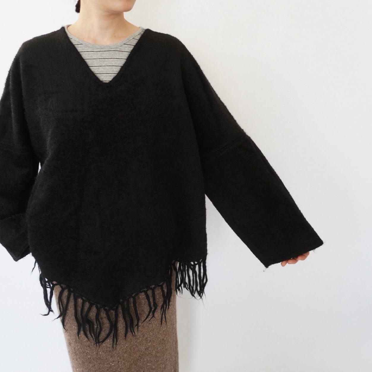 80s Black Fringe Top