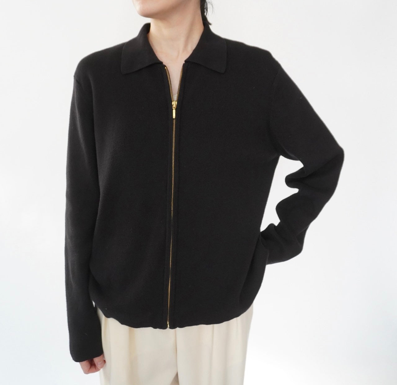 90s Cotton Knit Zip Top