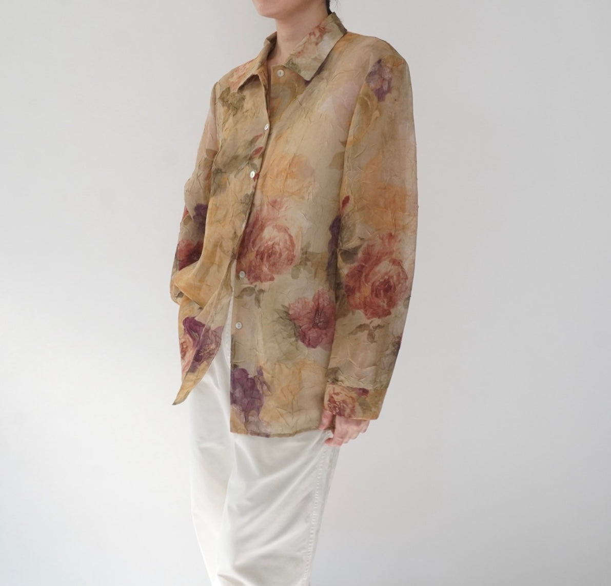 90s Printed Sheer Shirt Made in USA