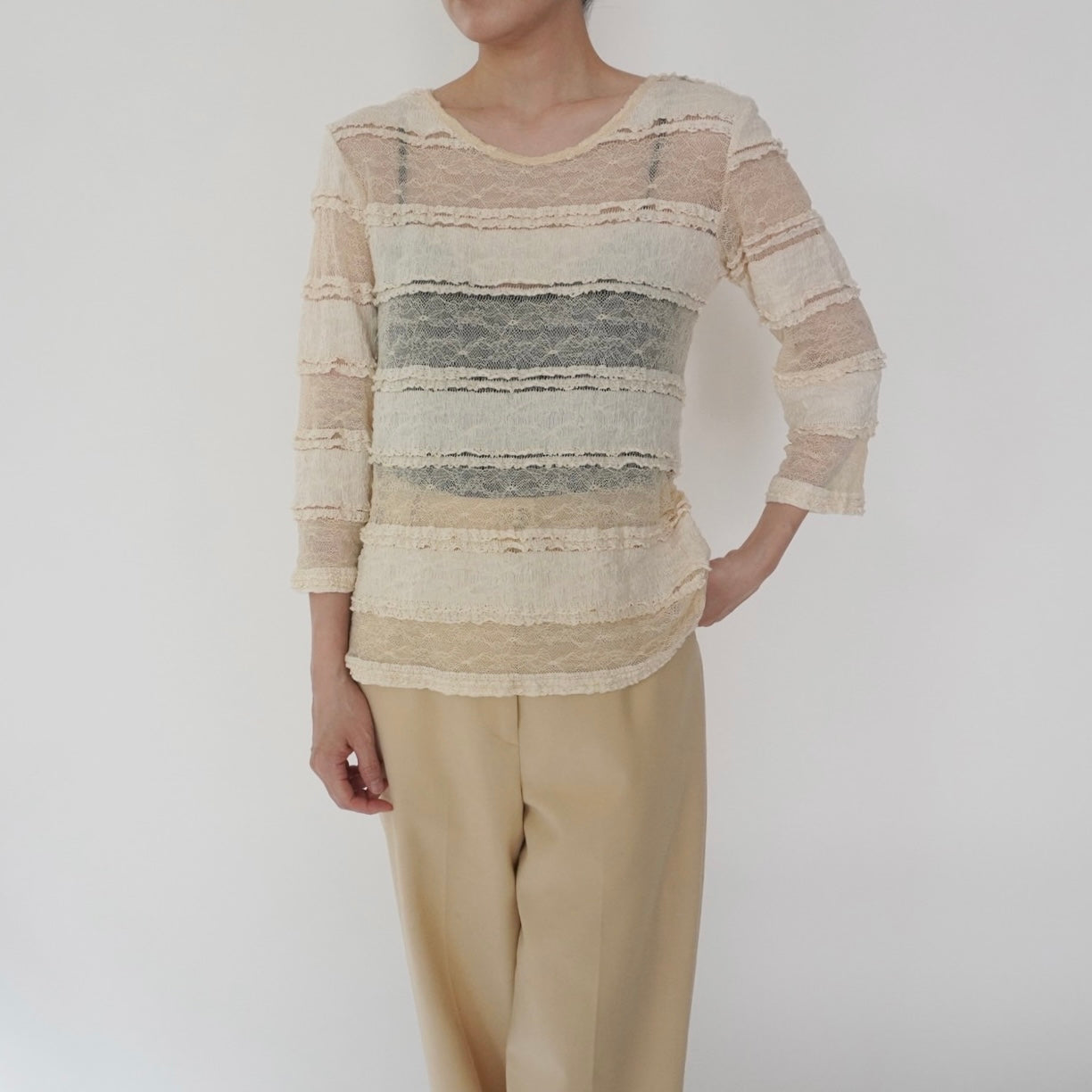 90s Sheer Lace Design Top