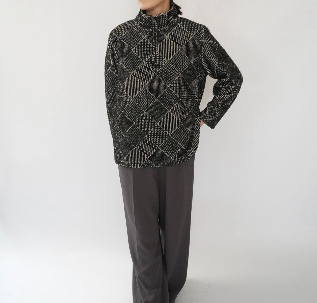 90s Pattern Fleece Top Made in Canada