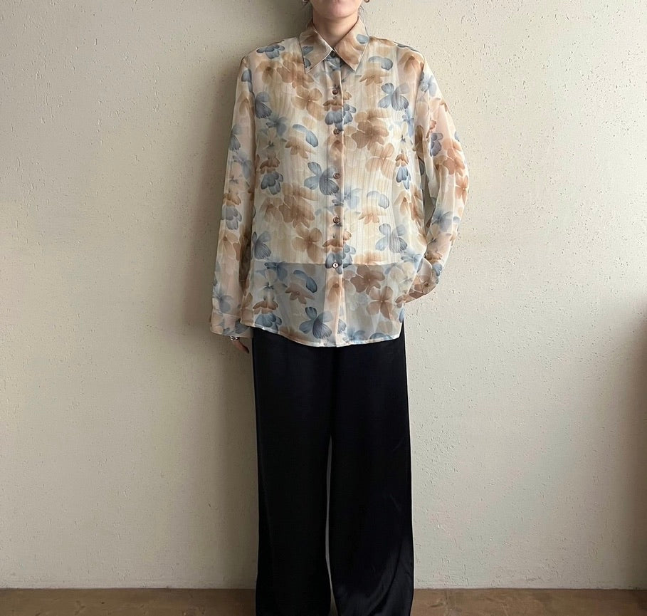 90s Printed  Sheer Shirt