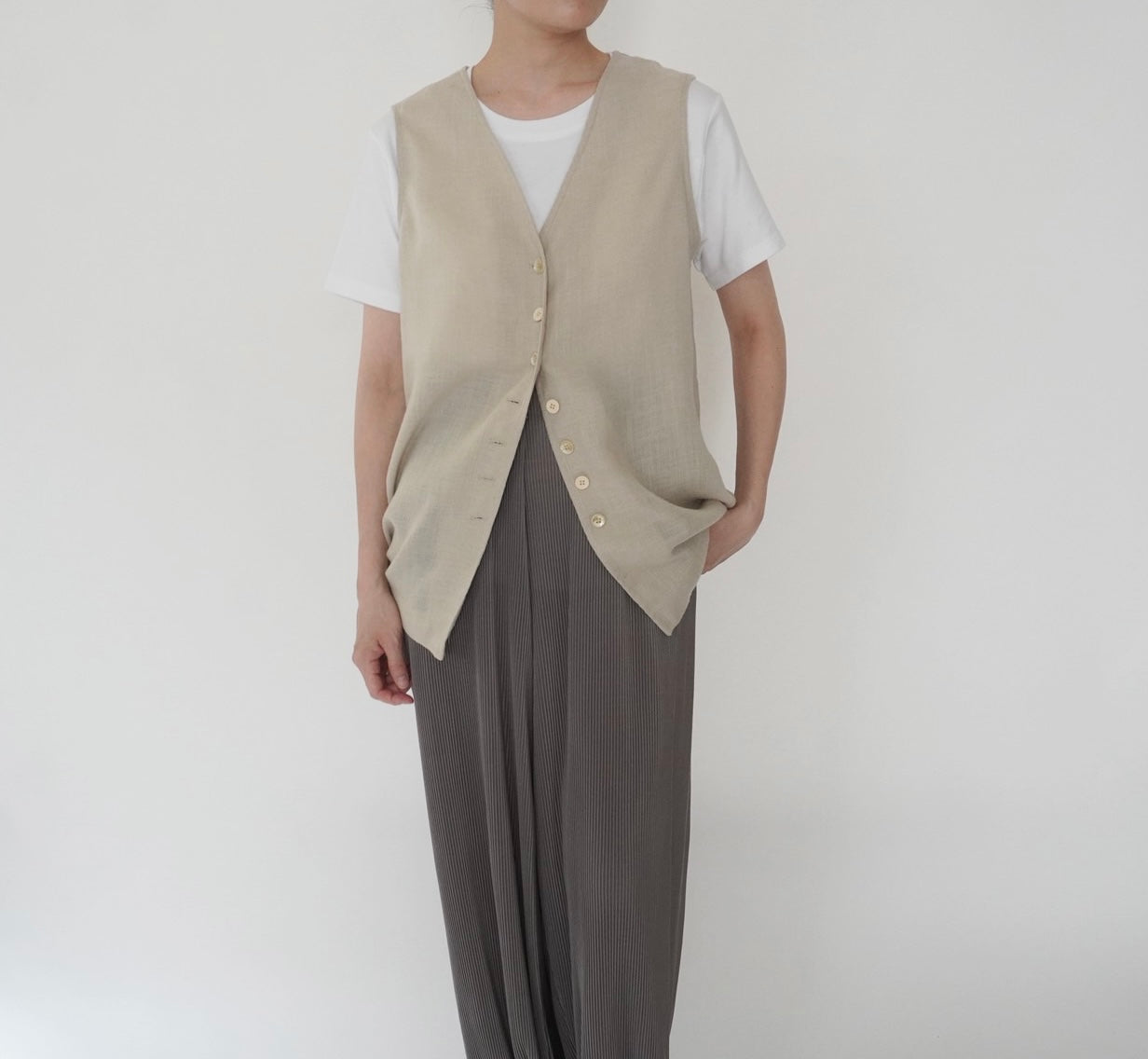 90s Beige Vest Made in USA