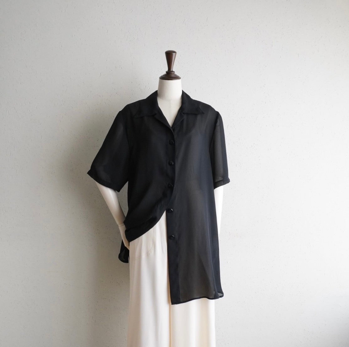 90s Black Sheer Shirt Made in Italy