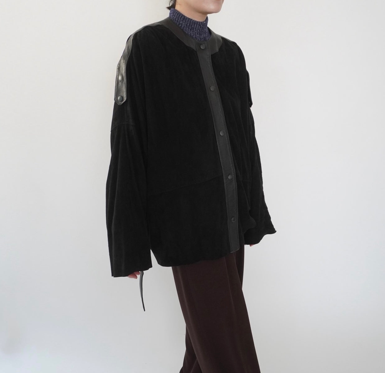 80s EURO Design Suede x Leather Jacket