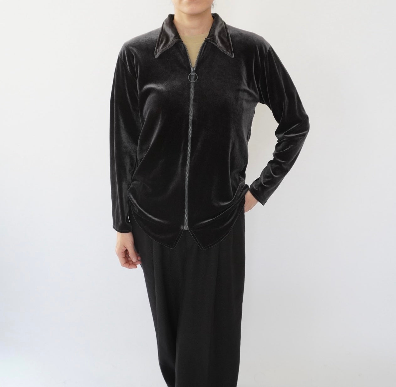 70s Zipped Velour Top