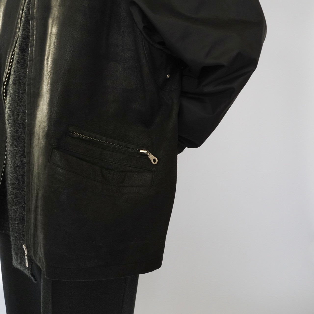 90s Leather × Nylon Jacket