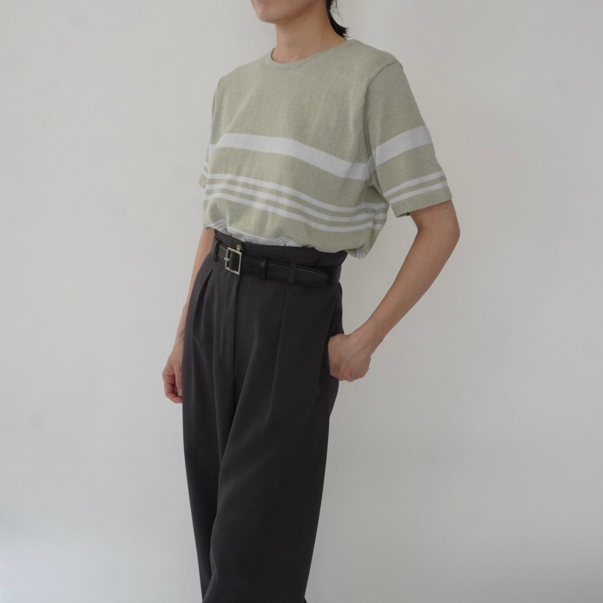 90s Green Striped Top