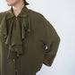 90s Ruffle Design Silk Shirt