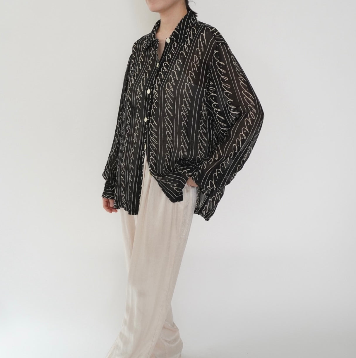 90s EURO Sheer Pattern Shirt