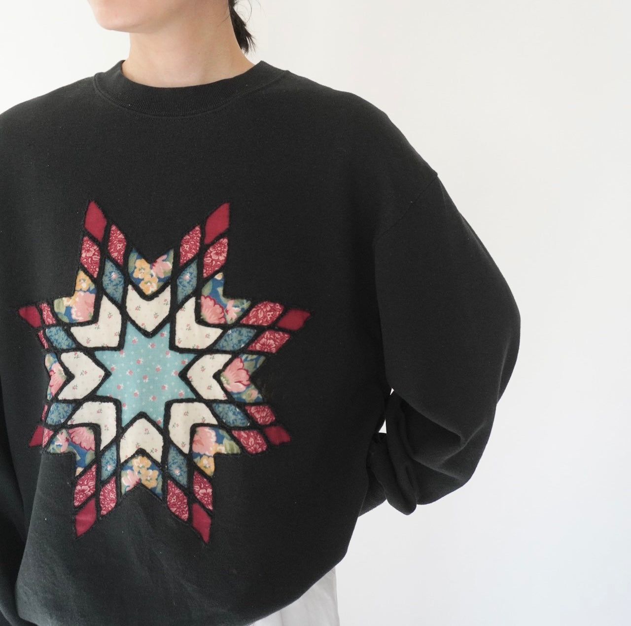 90s Patchwork Design Sweater Made in USA