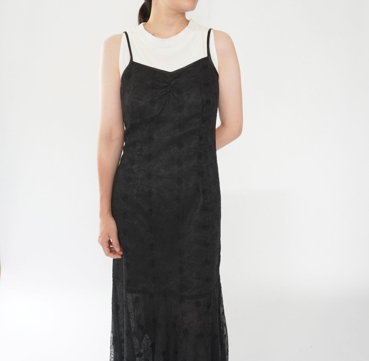 90s EURO Lace Design  Maxi Dress