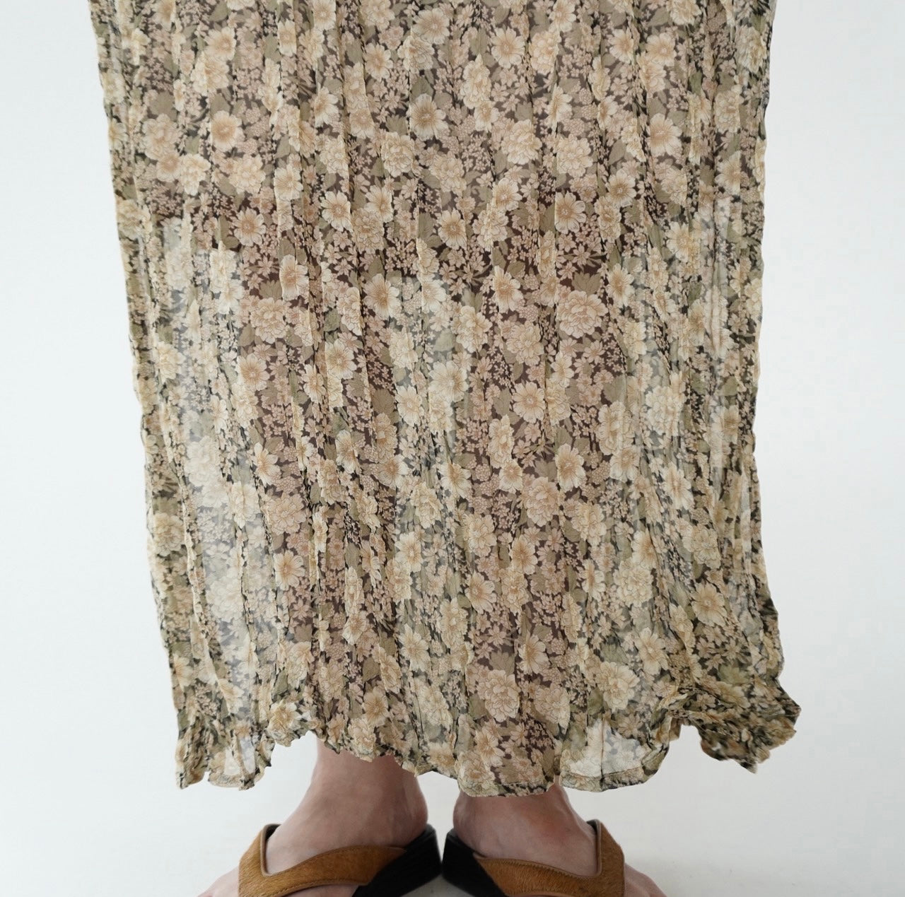90s Floral Print Sheer Dress