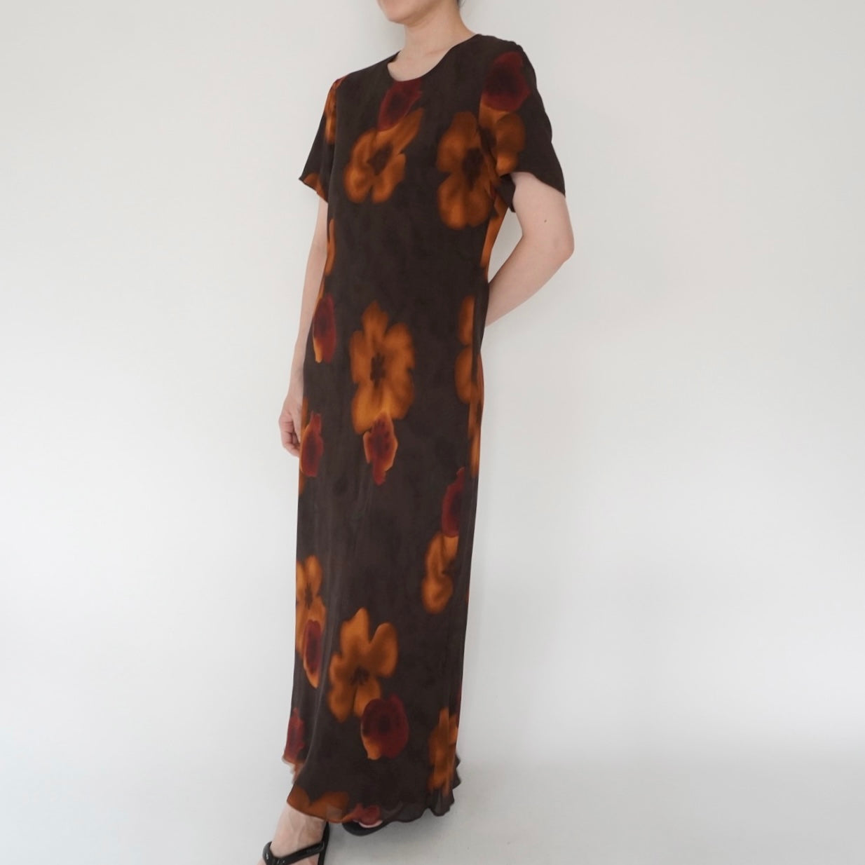 90s Floral Print Maxi Dress