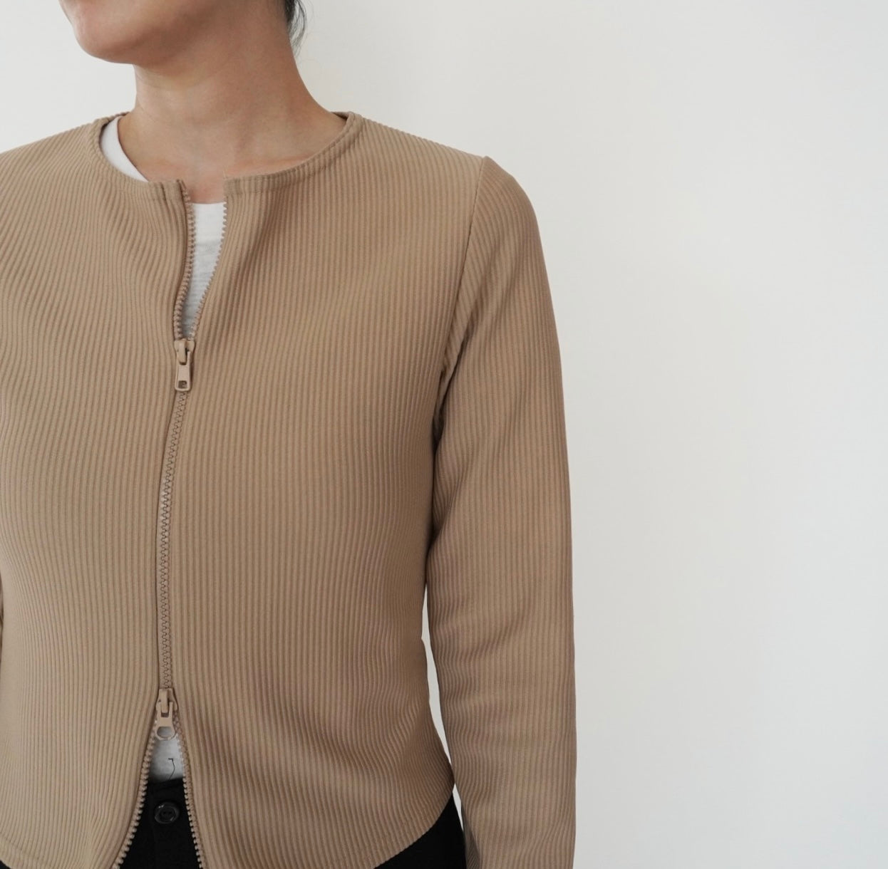 90s Zip Design Ribbed Top Made in UK