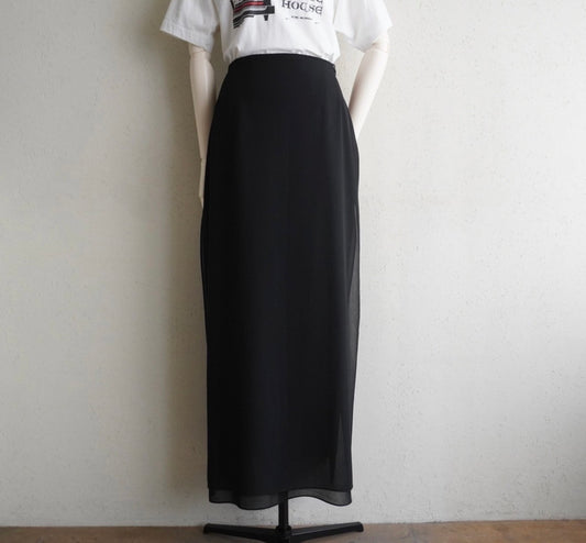 90s Black Slit Design Skirt