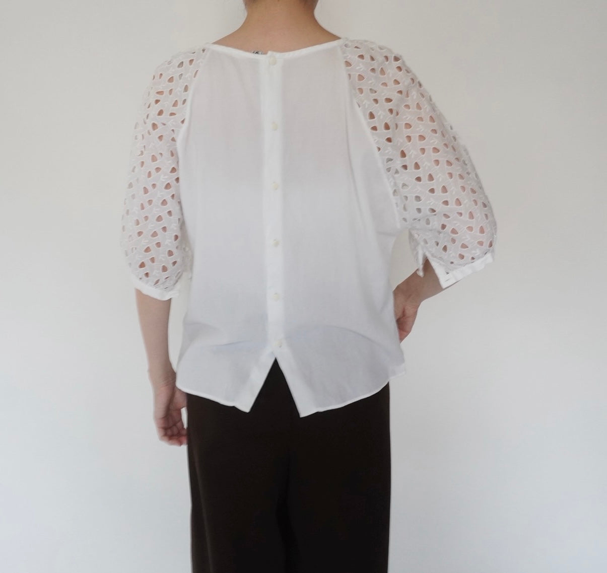 80s Cut Lace Design Blouse