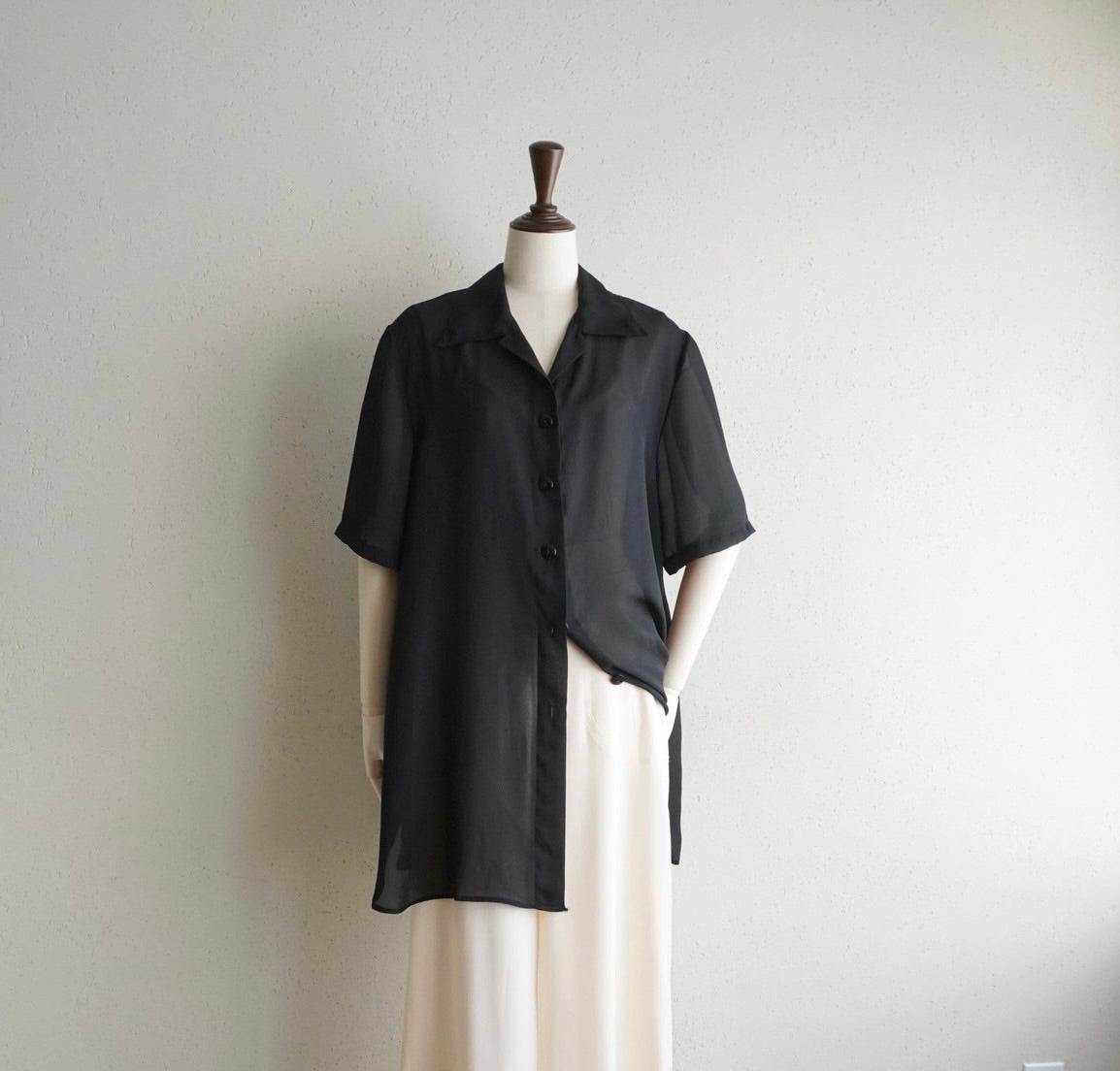 90s Black Sheer Shirt Made in Italy