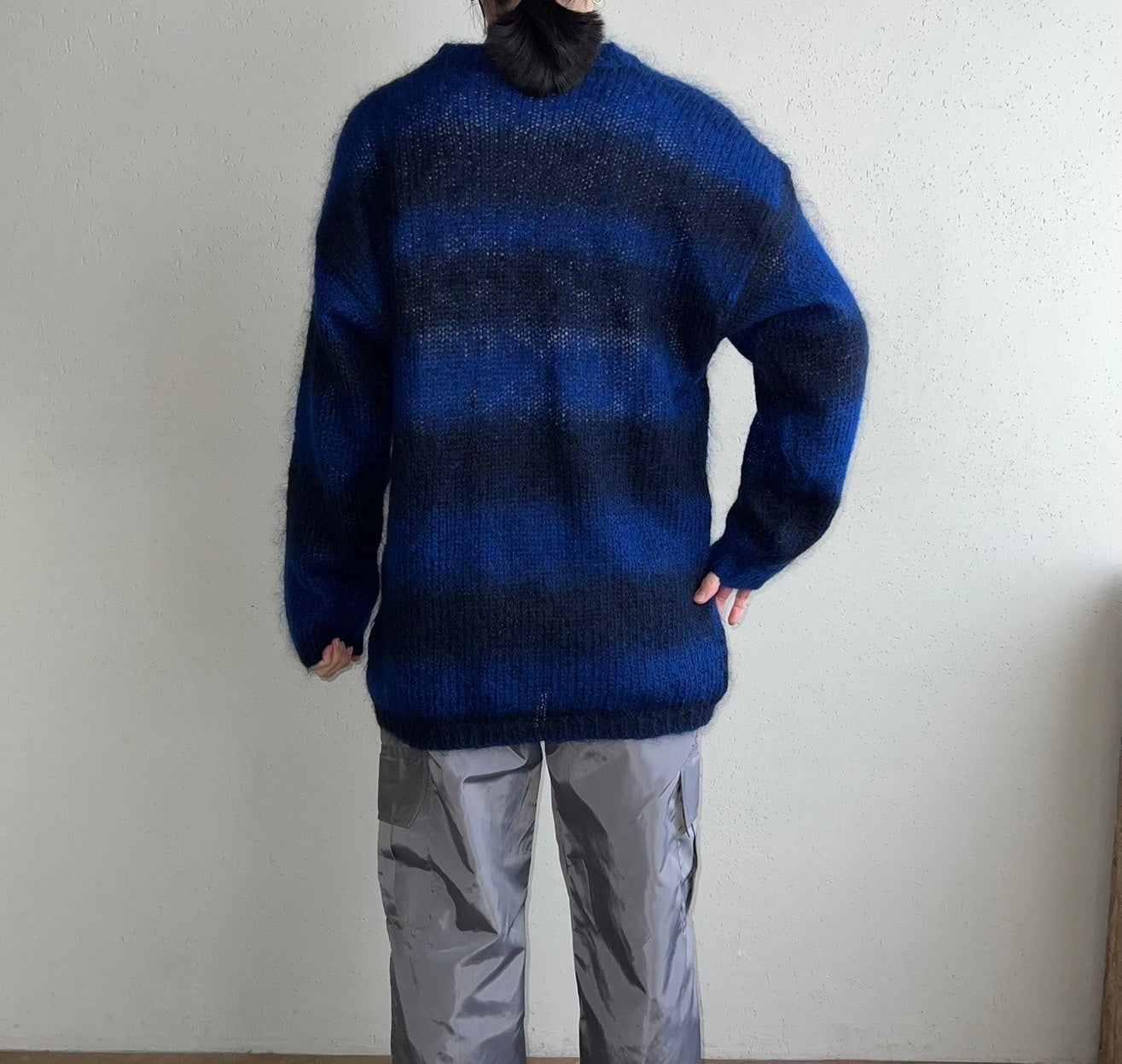 90s Black x Blue Mohair Knit