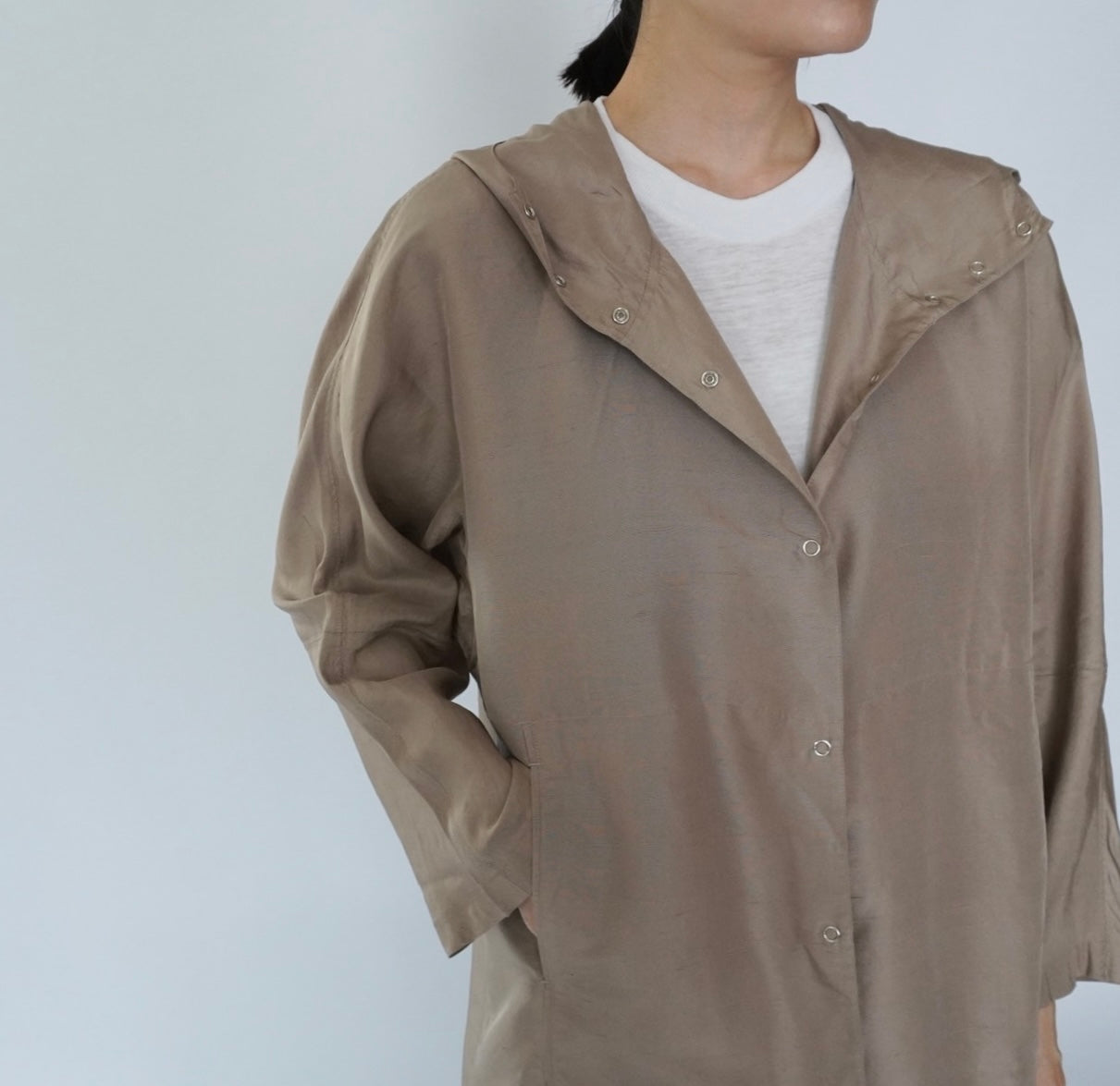 90s Hoodie Silk Blouse