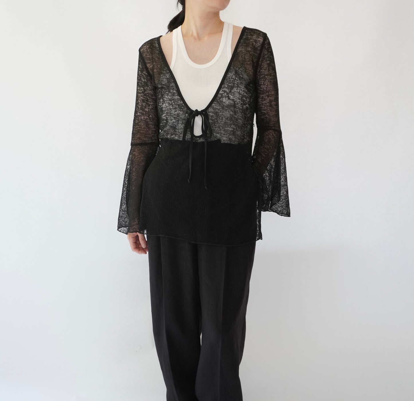 90s Black Sheer Design Top