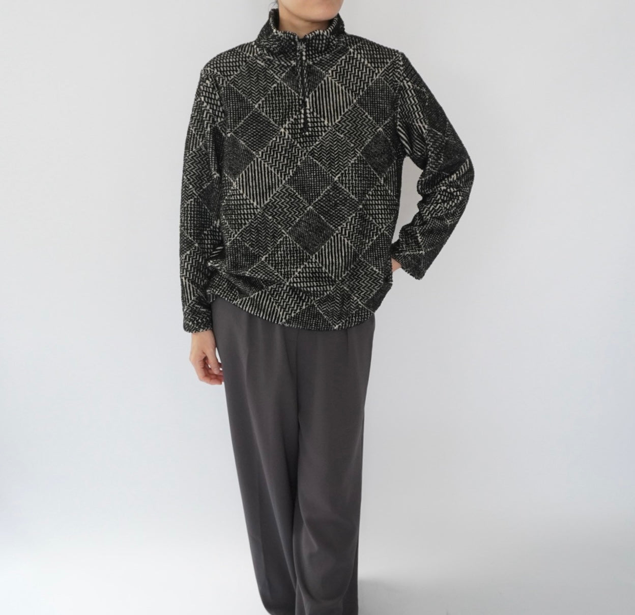 90s Pattern Fleece Top Made in Canada