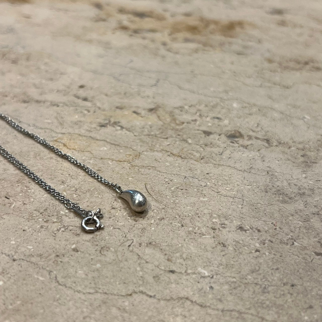 ”Tiffany & Co.” Silver Teardrop Necklace