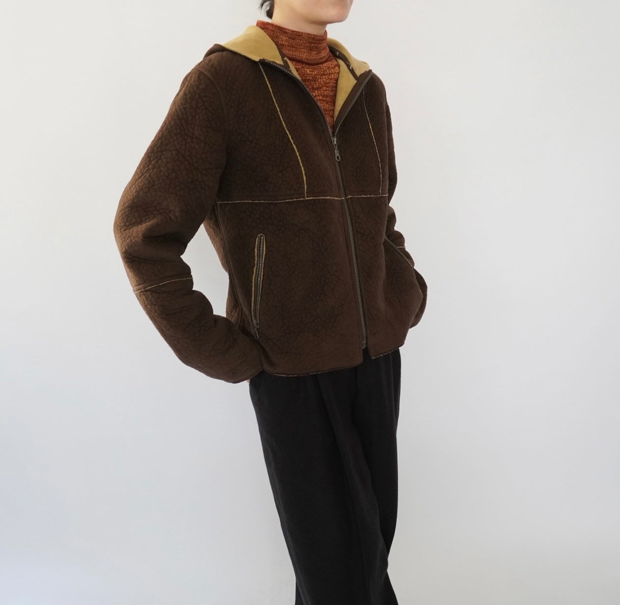 90s Faux Shearling Zipped Jacket