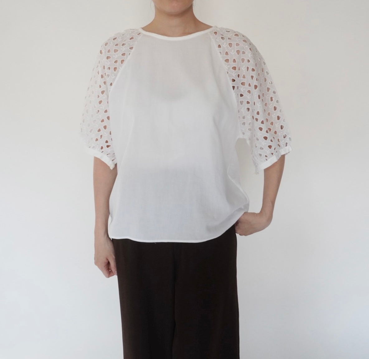 80s Cut Lace Design Blouse