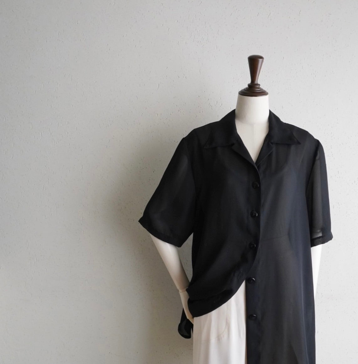 90s Black Sheer Shirt Made in Italy