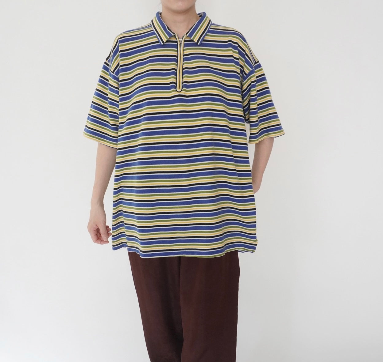90s Striped Zip Top