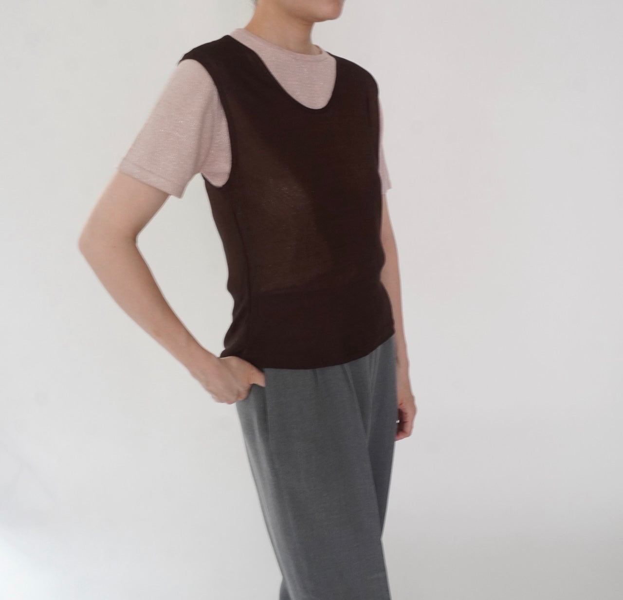 90s Brown Sleeveless Top Made in Italy