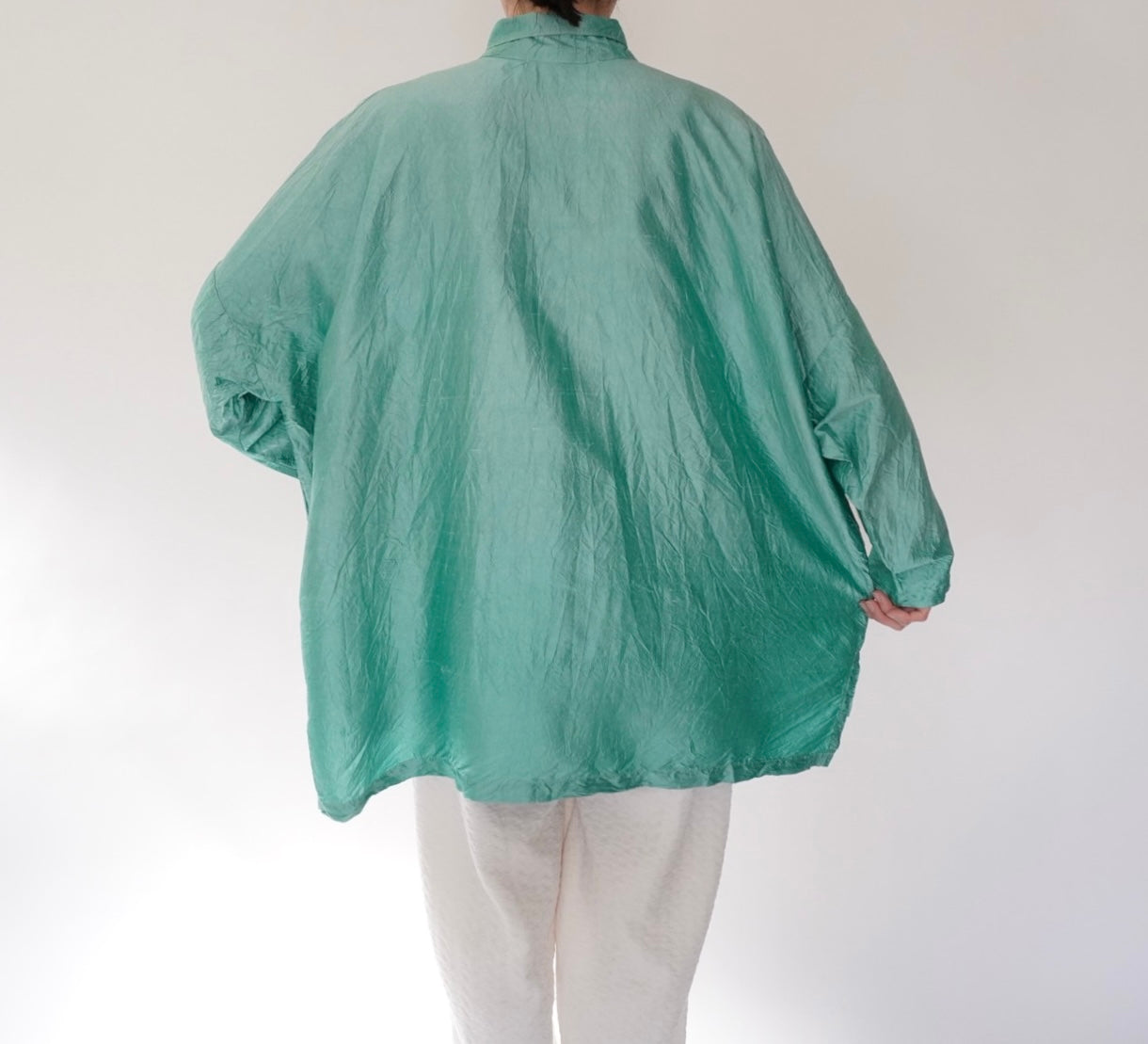 90s Raw Silk Boxy Blouse