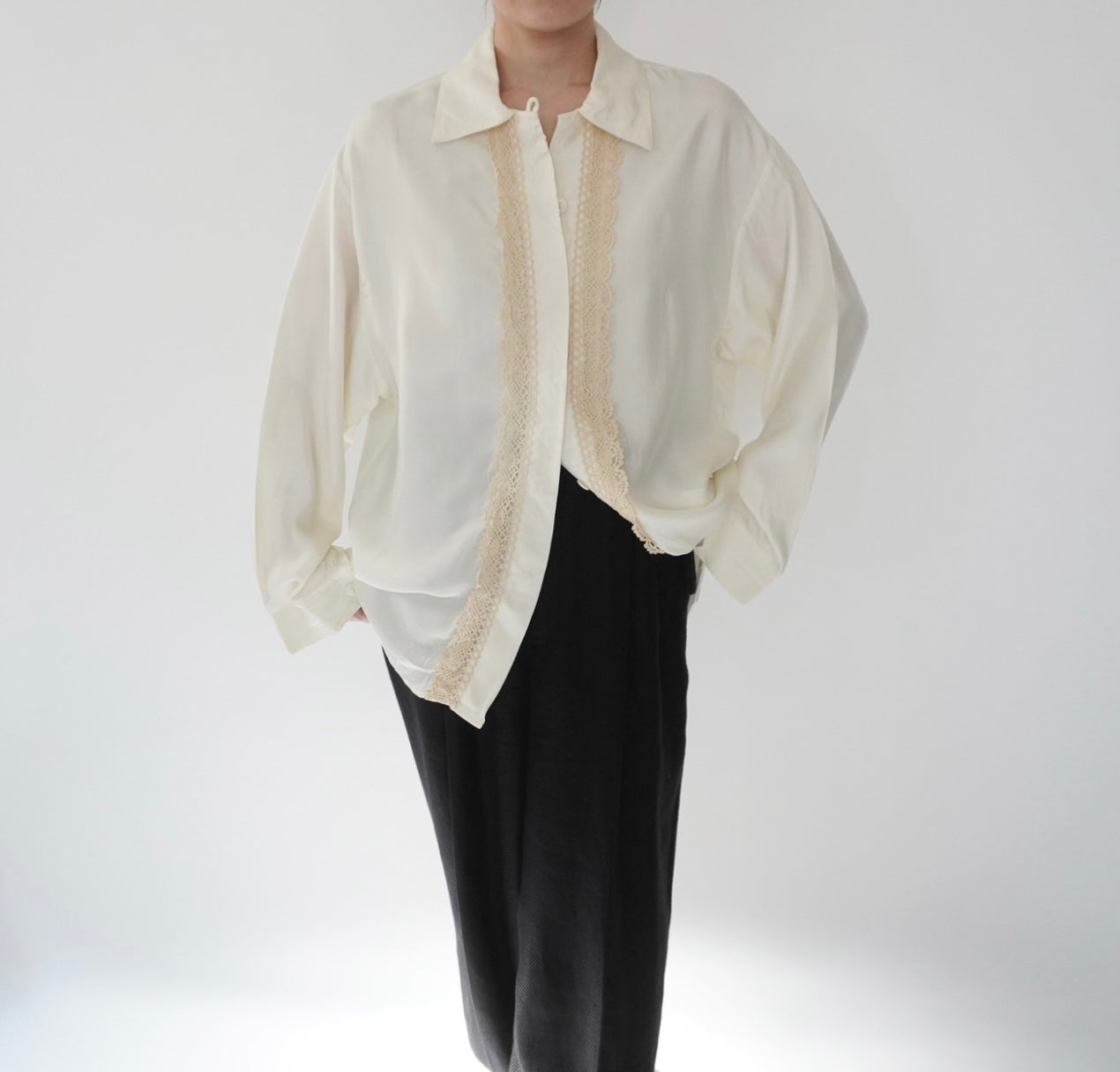 90s Lace Design Shirt Made in USA