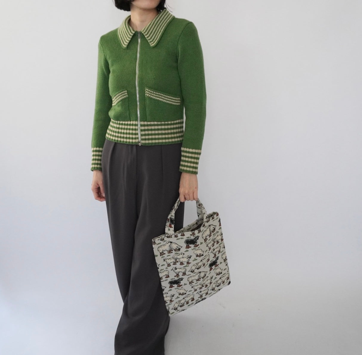 90s Sheep Pattern Tote Bag