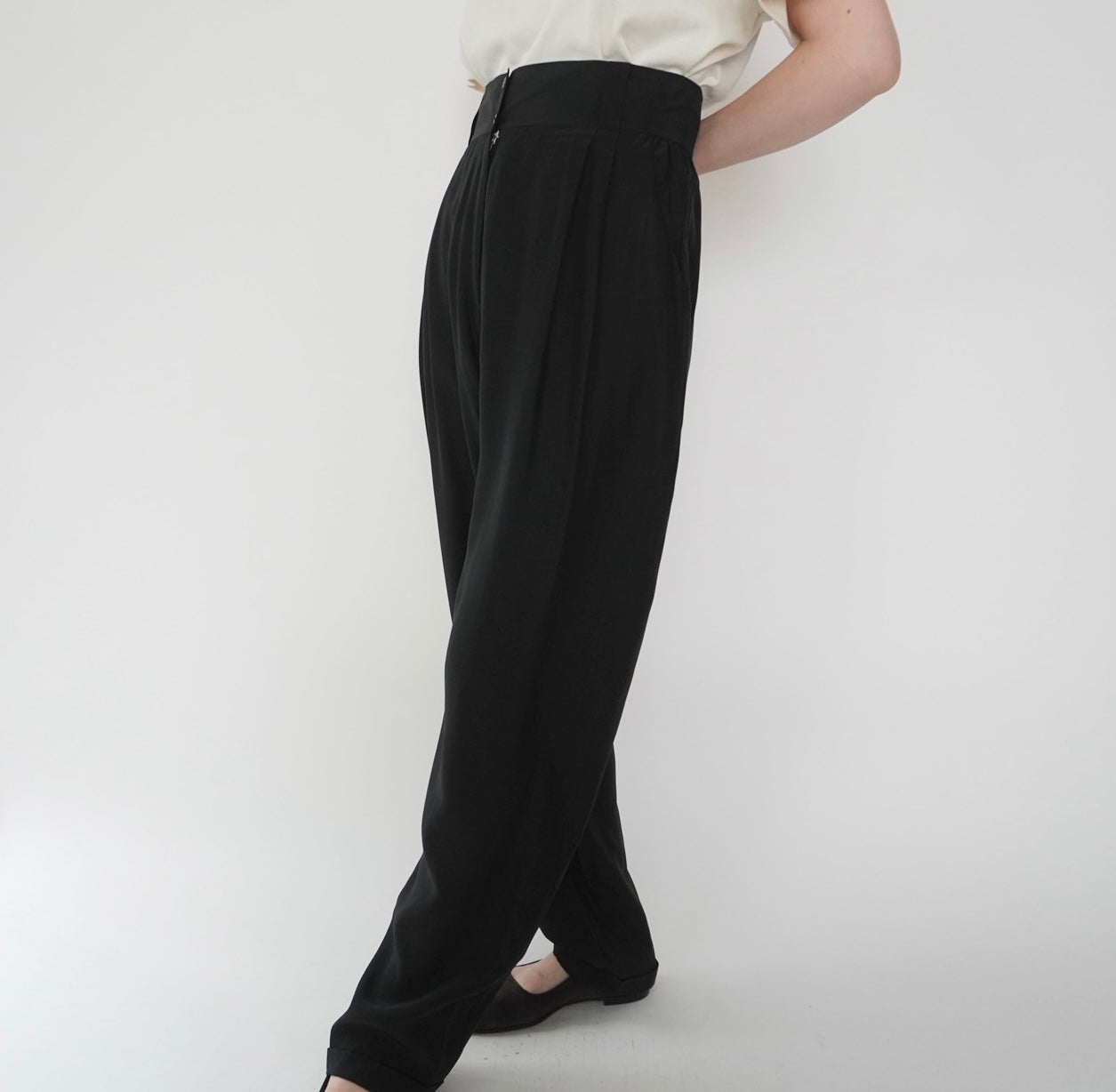80s Silk High Waist Pants