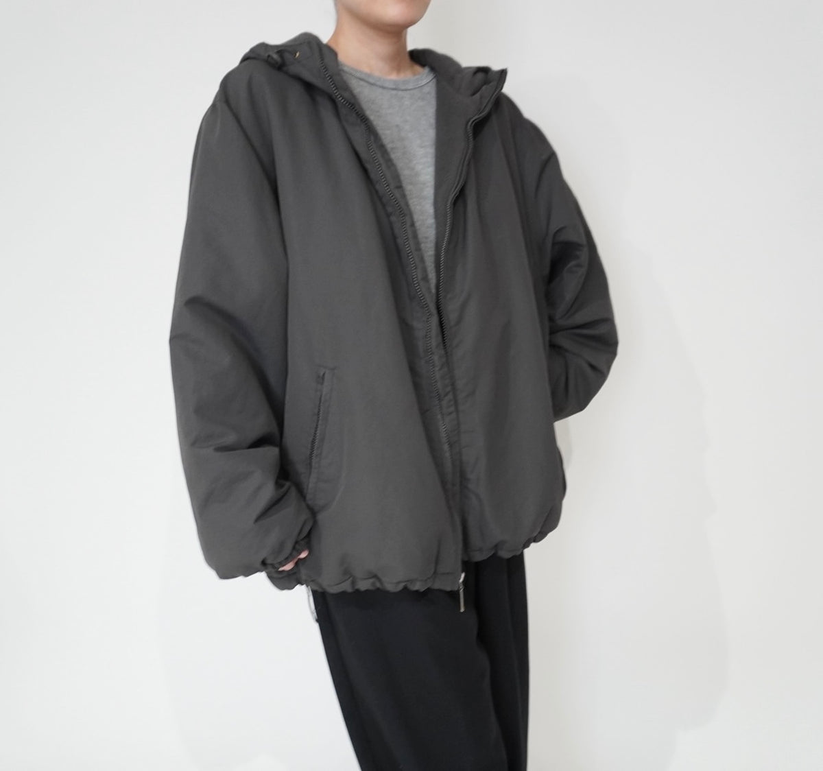 C.Gray Hooded Jacket