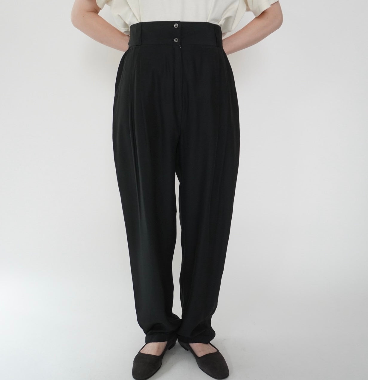 80s Silk High Waist Pants