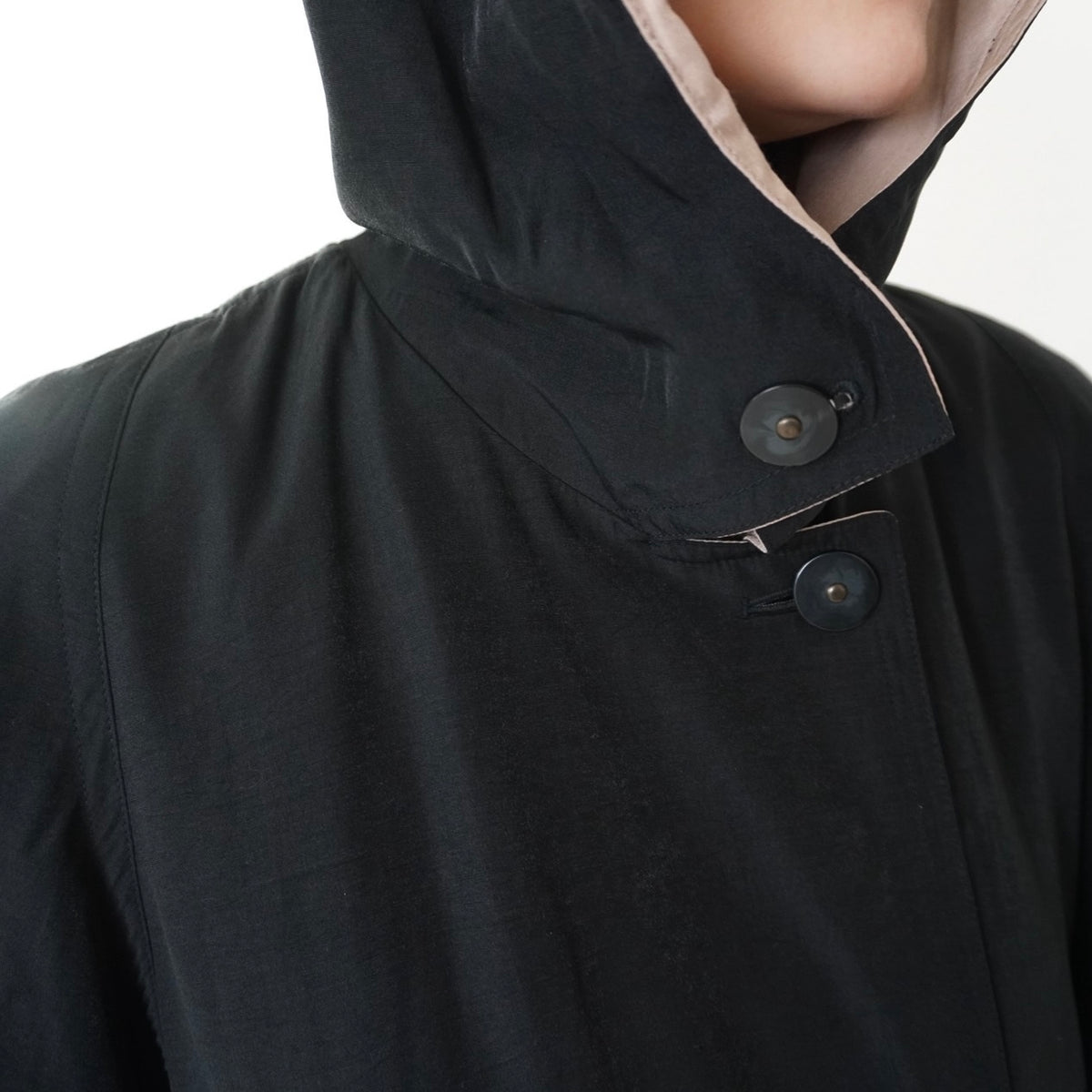 90s Black Design Maxi Coat