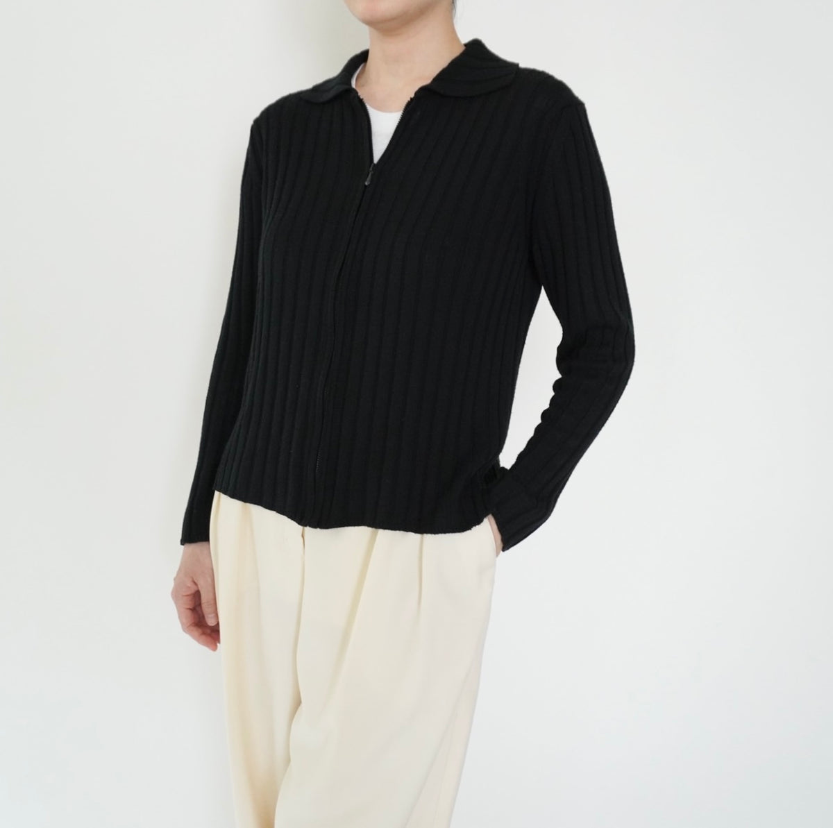 90s Zip Ribbed Top