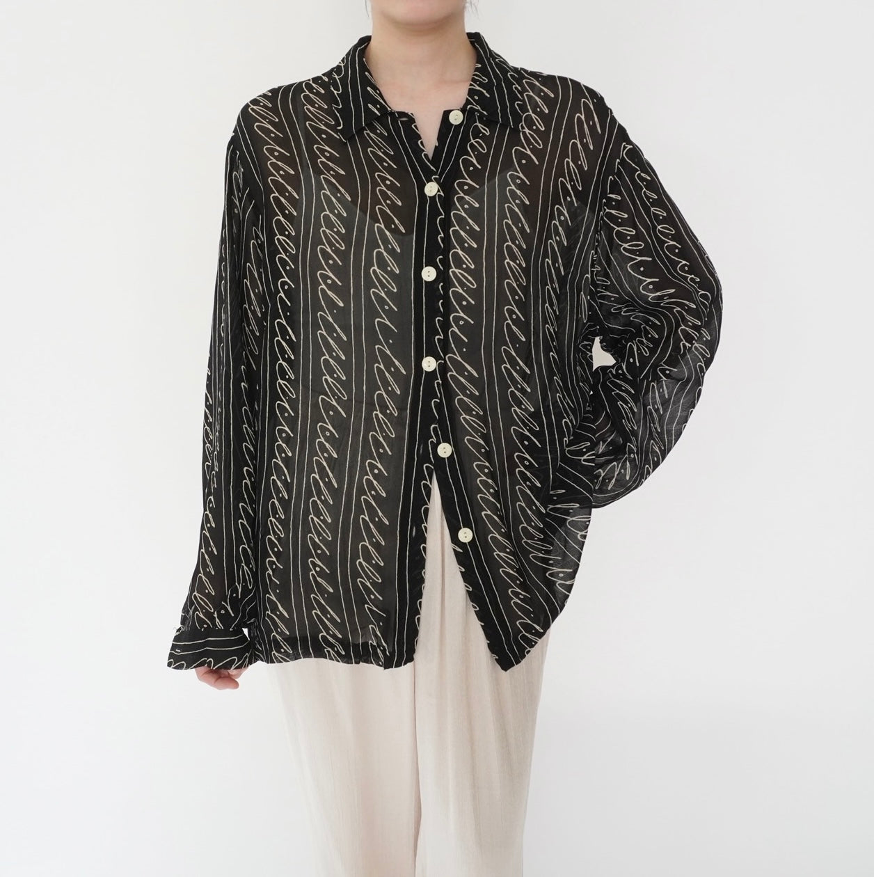 90s EURO Sheer Pattern Shirt
